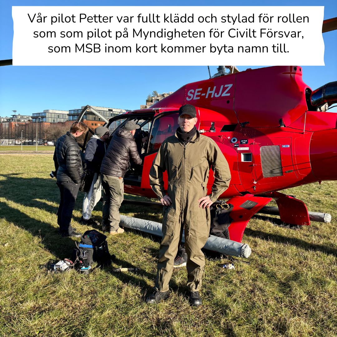 Pilot Petter klädd för rollen