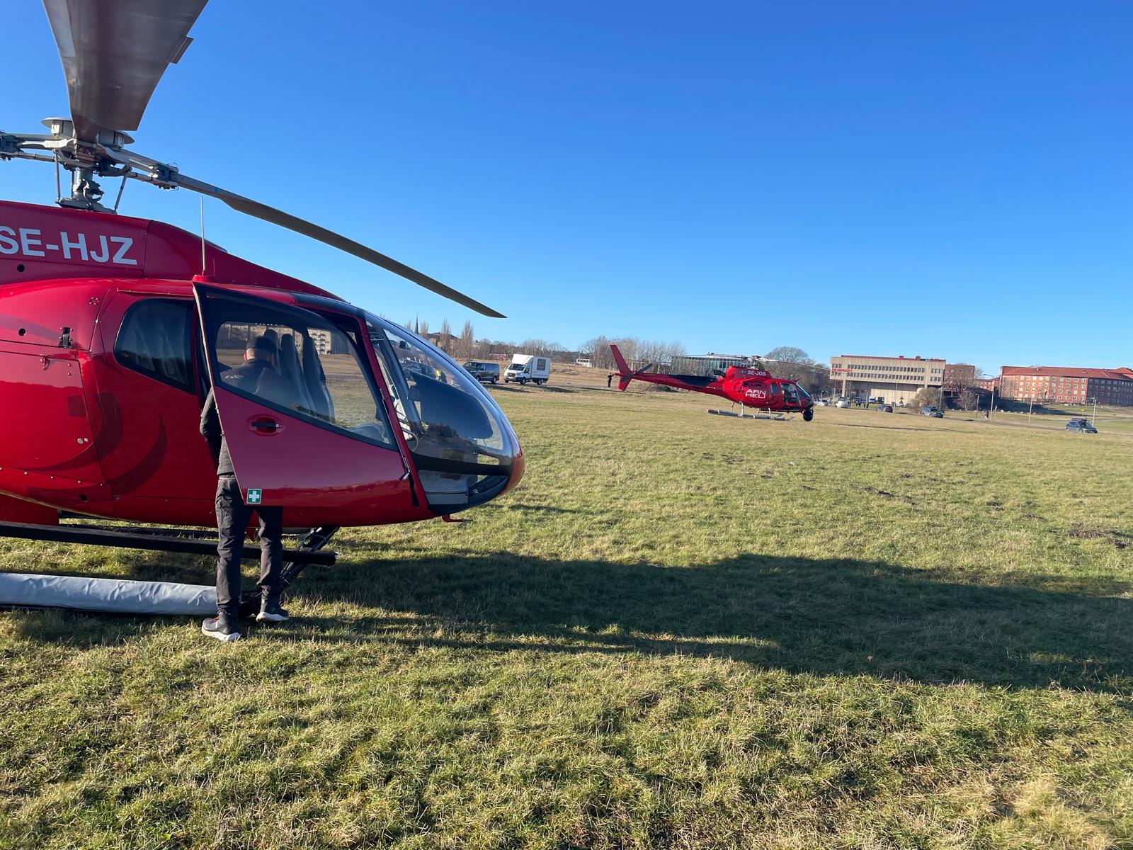 Helikoptrar på inspelningsplats